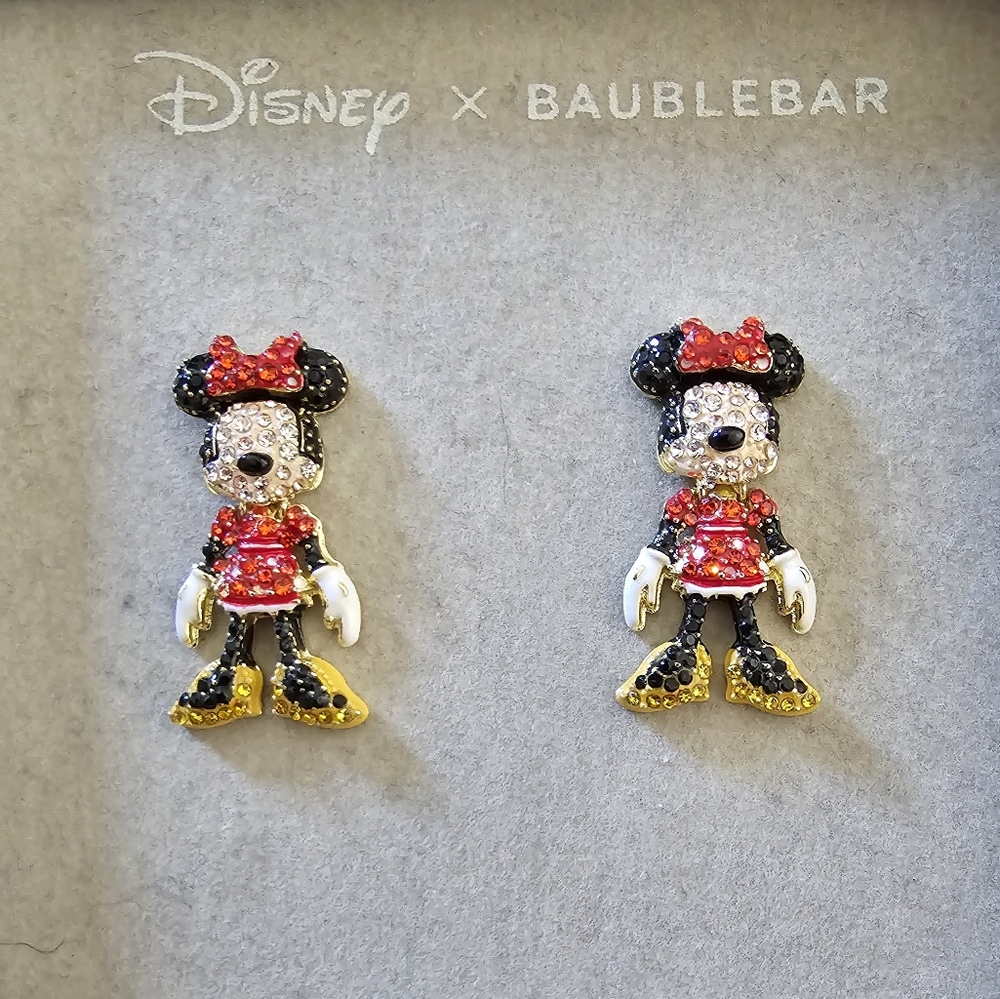NEW Disney × BaubleBar Rhinestone Minnie Mouse Earrings
